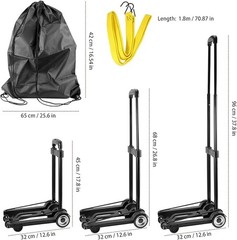 Folding Hand Truck, 55 Lbs 25 KG Heavy Duty Solid Construction Utility Cart w…