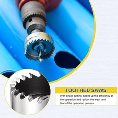 19/32″(15mm) Hole Saw Kit – Good for Medium-Hard Metal PVC Boards – Silver
