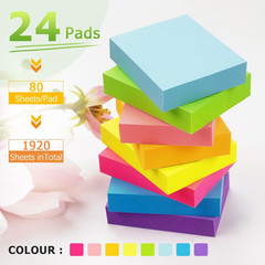 24 Pads Sticky Notes 1.5X2 Inch Bright Colors Self-Stick Pads Total 1920 Sheets