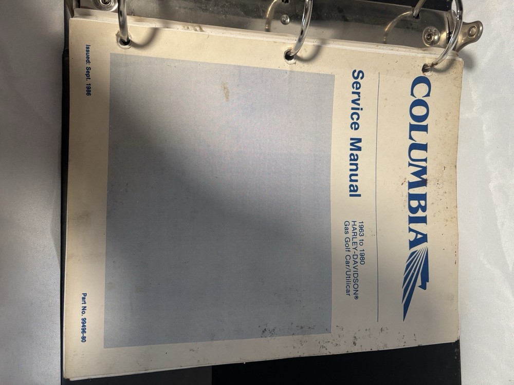 Columbia Service Manual 1963-1980 Harley Davidson 99496-80 Golf Cart Par Car