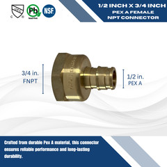 10) 1/2″ PEX A X 3/4″ FEMALE NPT EXPANSION ADAPTER F1960
