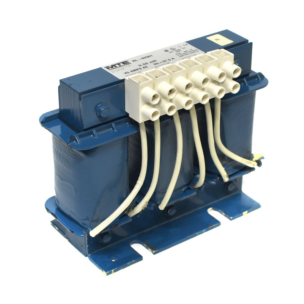 MTE RL-02501 3 Phase Line Reactor Transformer 0.50mH 25 Amps 600VAC Max 50/60Hz