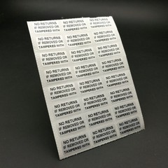 100pcs “No Return If Removed Or Tempered With ” Warranty Sticker