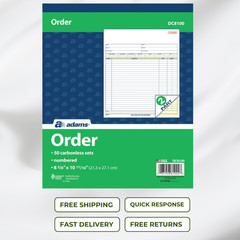Adams Order Book 2-Part Carbonless WhiteCanary 8-38 x 10-1116 50 Sets