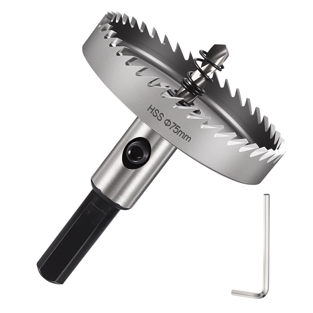 2-61/64″(75mm) Hole Saw Kit – Good for Medium-Hard Metal PVC Boards – Silver