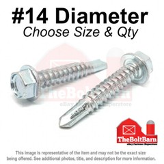 #14 Hex Washer Head Self Drilling Sheet Metal Screws Zinc (Pick Length & Qty)