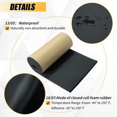 Neoprene Foam Rubber Sheet with Adhesive, 1/4″ Thick X 12″ X 54″ – DIY Padding,