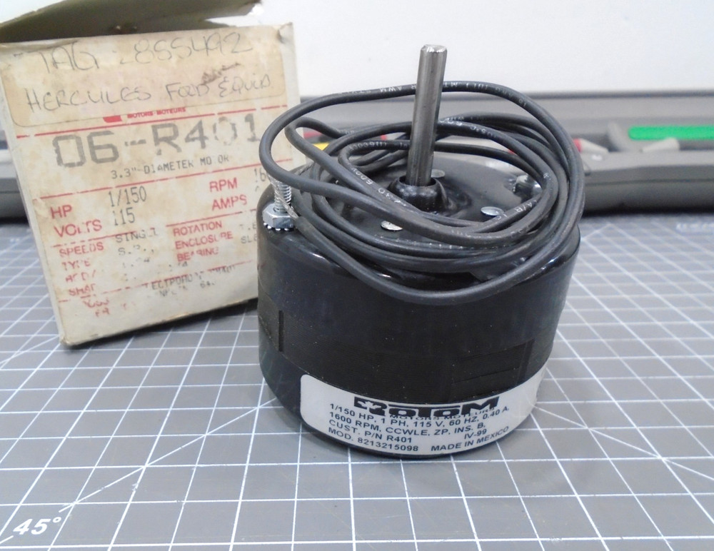 NEW Rotom 06-R401 Electric Motor 1/150 Hp 115 Volt 1600 RPM CW 0.40 Amp