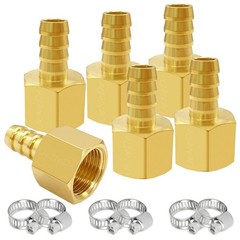 6PCS Brass Hose Barb Fittings 1/4″ NPT Female to 1/4″ Barb Adapter Connector …