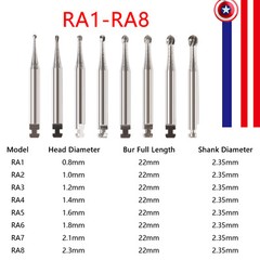 5pcs Dental Round Carbide Burs RA 1-8/ Latch Type Contra Angle Handpiece