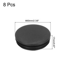 8pcs Round Plastic Hole Plugs 2 3/8 Inch (60mm) Black Insert Tubing End Cap