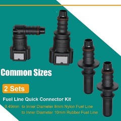 2 Sets Fuel Line Quick Connect, Push-On Release Hose Connectors Straight & Elbow