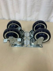 P&H Blue 4”x1 1/4” Swivel Caster Wheels 2 w/ Lock and 2 w/o Lock and Top Plate