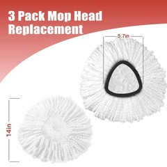 Mop Head Replacement, 3 Pack Spin Refill 1-TANK (3pcs), White