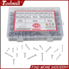 550Pcs 304 Stainless Steel Wood Screws Assortment Kit Phillips #4#6#8#10#12