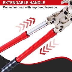Copper Pipe Crimper Tool Kit 3 Jaws 1/2″ 3/4″ 1″ 360° Head Extendable Handle