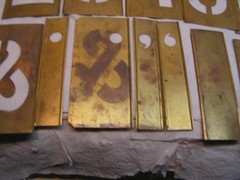Vintage CH Hanson 45 Brass Stencils 4” Letters Numbers +Punctuation with OLD Box