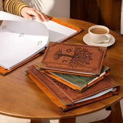 Leather 3 Ring Binder Fits 8.5″x11″ Letter Size Paper, 1 Inch Round Ring Bind…