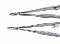 2pc set Hu-Friedy Castroviejo Needle Holders 7″ 18cm NH5024SiM NH5024RC Surgical