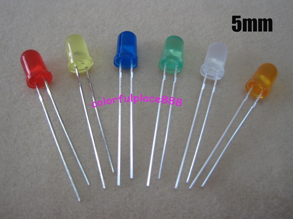 300pcs 5mm Red Yellow Blue Green White Orange Diffused 5K MCD LED Leds