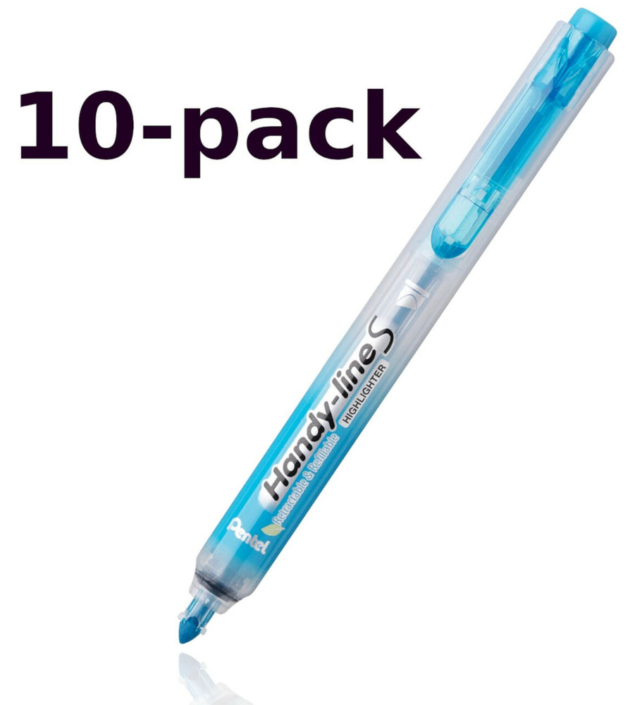 NEW Pentel 10-PACK Handy-line S Retractable Permanent SKY BLUE Highlighter NXS15