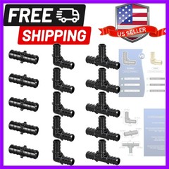 1/2″ Poly PPSU Barb Crimp PEX Fitting, 15pcs PEX Fitting Combo, Elbows Tees S…