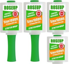 Moisture-Resistant Stretch Wrap Film 5″ x 1000ft for Safe Packing – 4 Pack
