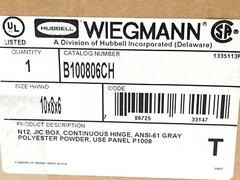 Hubbell Wiegmann B100806CH Enclosure 10x8x6″ w/ AMP 211771-1 and Terminal Blocks
