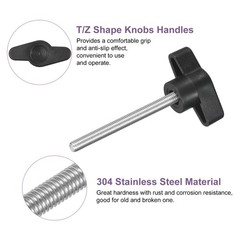 4Pcs Tee Wing Knobs Thumb Screws, M5 x 60mm Clamping Screw Knob 36mm Dia., Black