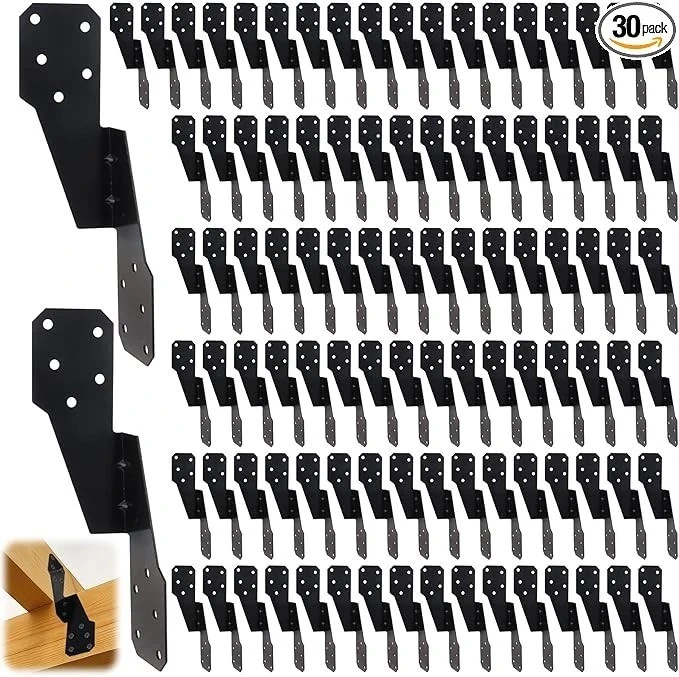 30 Pack Heavy Duty Black Powder-Coated Hurricane Ties Truss Rafter Brackets