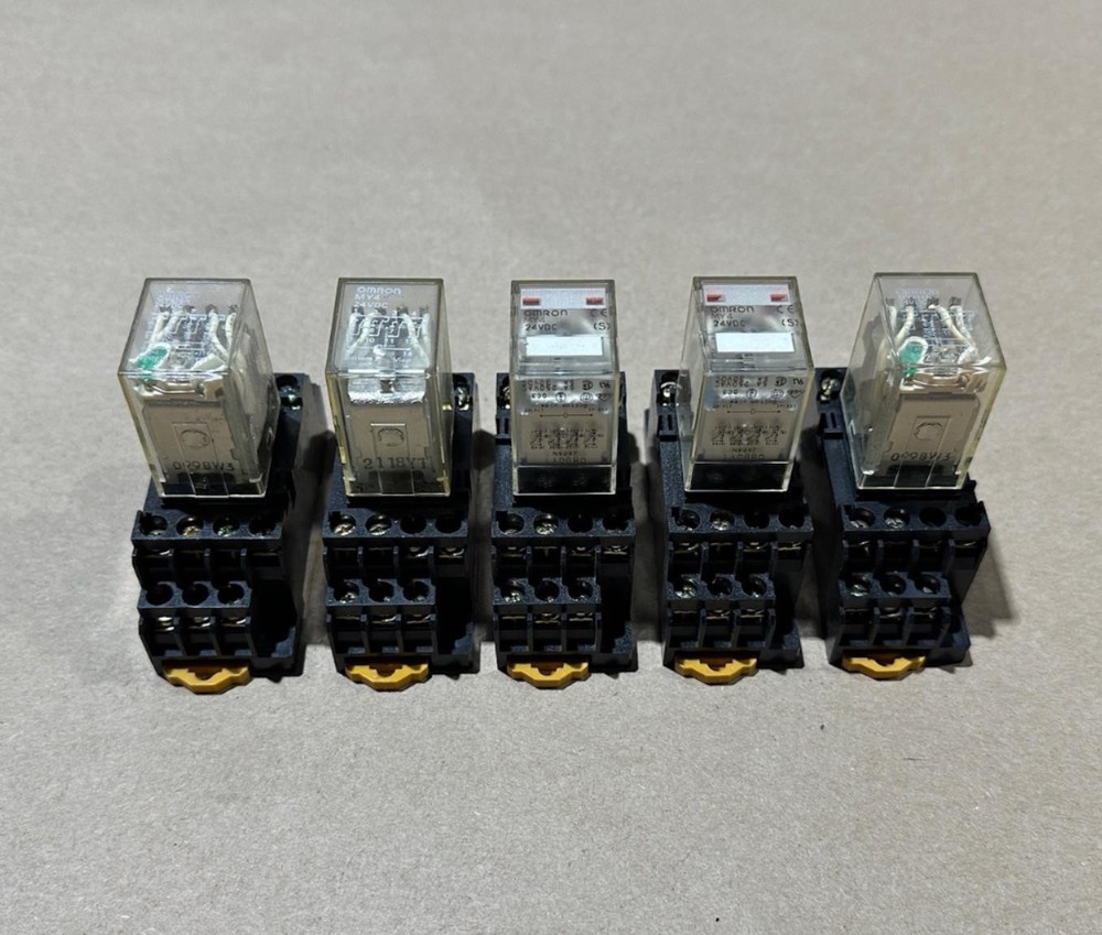 5x Pack Lot Omron PYF14A-E 14 Pin Relay Socket w/ MY4 DC24 Ice Cube Relay 24 VDC