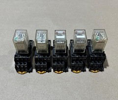 5x Pack Lot Omron PYF14A-E 14 Pin Relay Socket w/ MY4 DC24 Ice Cube Relay 24 VDC