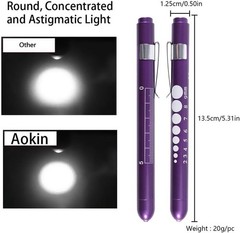 Professional LED Medical Pen Light with Pupil Gauge – Lightweight Purple Design
