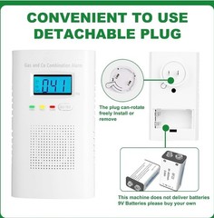 Carbon Monoxide Detector Wall Plug In CO and Natural Gas Detector 3 Pack KH522