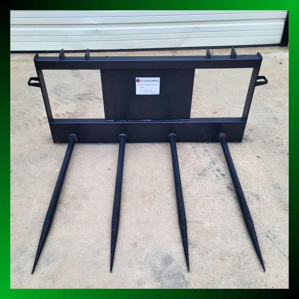 New Skid Steer JCT Four Spear Hay Bale Spear Attachment Bobcat CAT CASE Deere
