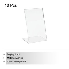 10Pcs Slant Back Acrylic Sign Holder 3.5 x 2.4 Inch Sign Display Holders
