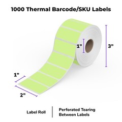 Rollo Direct Thermal 2×1 Sticker Labels – Roll of 1,000 Pink Inches,