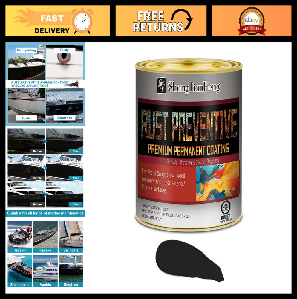32 Fl Oz Black Rust Preventive Paint – Anti-Rust, Corrosion Inhibitor, UV & Heat