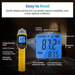 Infrared Dual Laser Temperature Gun -50℃~550℃, Yellow & Gray