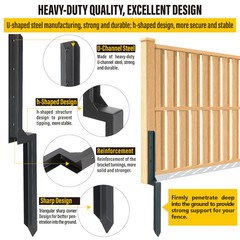 Heavy Duty Steel Fence Post Repair Stakes, Fence Post Anchor Ground Spike, for R
