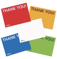 EBAY Thank You Cards Pack of 100 Cards in Red, Blue, Green, Yellow NEW & SEALED