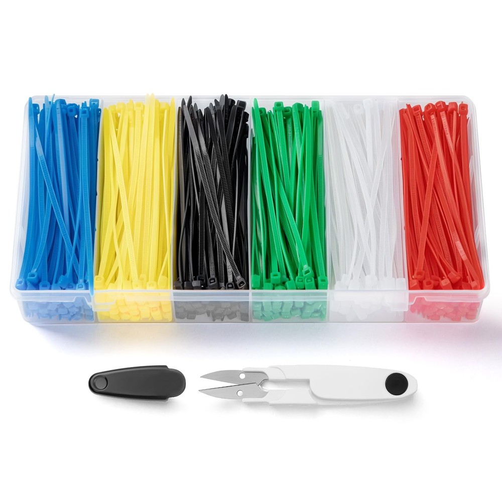NOKOGMT 480 Pack Small Zip Ties Small, Green, Yellow, Red, Black, White, Blue