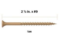 Camo Deck Screws 2-1/2” #9, Bugle Head, Star Drive, Tan, Coated, 1750 Count
