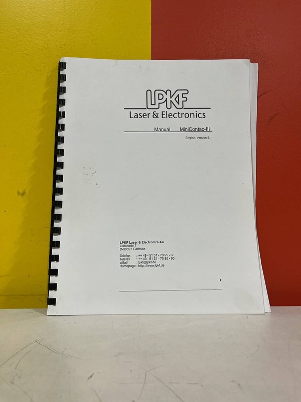 LPKF MiniContac III System Manual