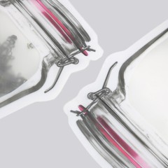 Multi-Size Red/Clear/Red Matte Mylar Bottle Shape Stand Up Zip Lock Bag