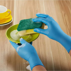 50/100PCS Blue Nitrile Gloves Disposable Waterproof Blue Gloves Kitchen Dishwash