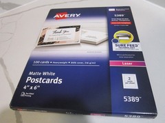 Avery 5389 Laser Postcards, Perforated, 4-Inch x6-Inch , 100/BX, White