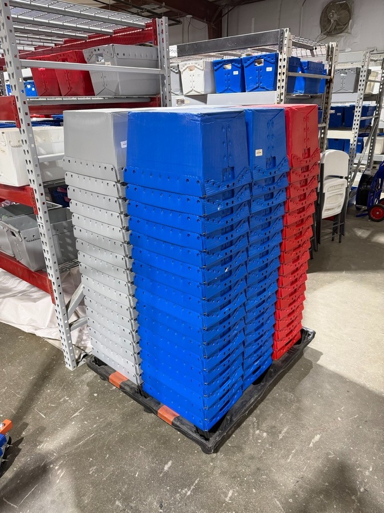Lot of 500 Corrugated Plastic Postal Mail Type Totes Bins 18.25″Lx13.25″Wx11.5″H