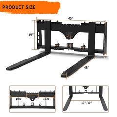 48″ 4000lbs Pallet Fork Frame & Blades Attachment for Skid Steer Kubota Bobcat