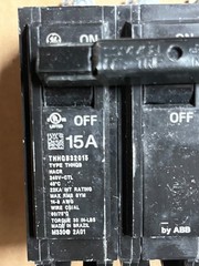 GE THHQB32015 15 Amp 3 Pole 240V 22kA Bolt-on Circuit Breaker NEW PANEL TAKEOUT
